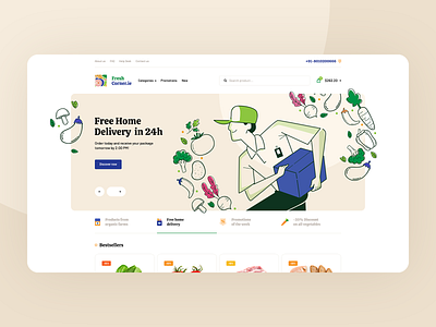 FreshCorner 🍎🥩🍋🌽🥖🧀 agency covid design ecommerce food foodcorner grocery landingpage onepage ui ux webdesign website