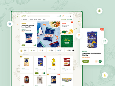 FoodCo 🍎🥩🍋🌽🥖🧀 ecommerce food fresh grocery illustration landingpage onepage onlinefood onlinegrocery onlineshop shop ui ux vector vegetables webdesign webdesigner website