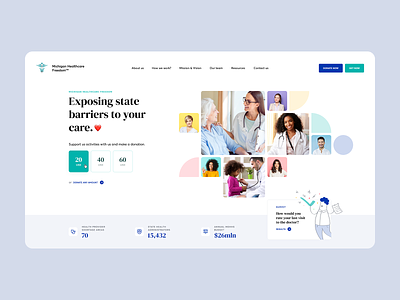 Michigan Healthcare Freedom 👨‍⚕️ charity colors doctor donate health healthcare ladingpage medical medicine mosaic onepage patient shapes ui usa ux web webdesign webdesigner website