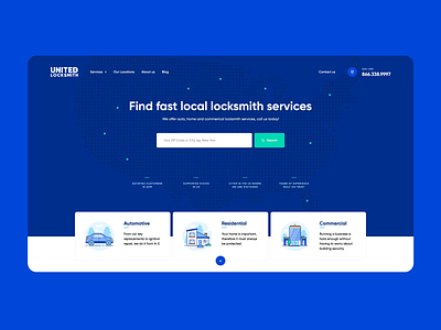 United Locksmith 🔑 animation design illustration intro key landingpage locksmith onepage ui ux vector video visiontrust web webdesign webdesigner website