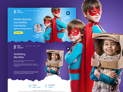 PM2 colourful help kids kindergarten onepage school website