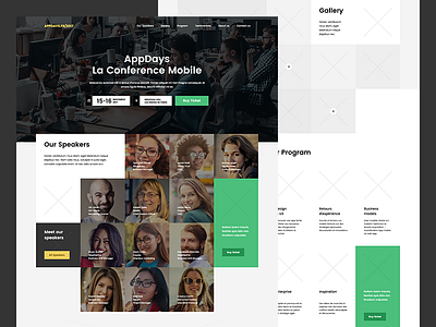 AppDays app design mockup onepage website wireframe