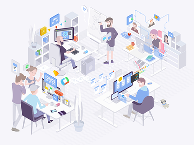 Vision Trust departments characters design illustration isometric katowice poland services team visiontrust