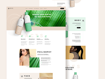 BECOS 🌿 agency beauty bio cosmetics eco katowice landingpage leaf oil onepage palm poland product ui ux visiontrust website