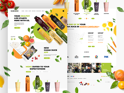 Clean Juice 🌿 agency app branding design healthy illustration juice landingpage mobileapp nature onepage poland theme u ui usa webdesign website wordpress