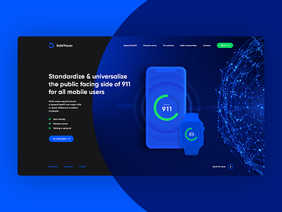 SafeTracer 🚨 agency app design hero landingpage mockup onepage poland safe theme ui usa ux watch web webdesign website website animation welcome wordpress