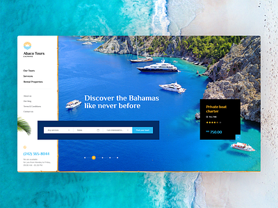 Abaco Tours 🌴 agency app burger design hero island landingpage mockup onepage poland theme travel traveling ui ux web webdesign website welcome wordpress