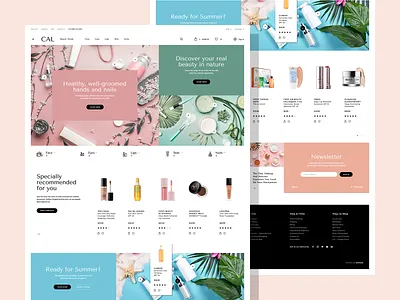 CAL Cosmetics app beauty cosmetics design ecommerce hero landingpage minimalist mockup onepage spa theme ui ux web webdesign website welcome woman wordpress