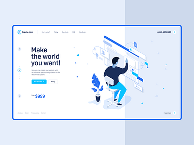 Create app computer design hero it landingpage minimalist mockup onepage solutions theme ui ux web webdesign webdesigner website welcome wordpress