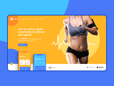 BeCardio 🚴‍♂️🏃‍♀️ agency animation app branding design illustration landingpage minimalist mobile mobile design onepage poland running ui ux visiontrust web webanimation webdesign website