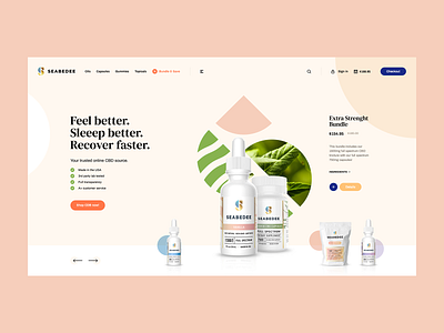 Seabedee 🌿 app cannabis cbd design ecommerce hero landingpage minimalist mockup onepage theme ui ux web webdesign webdesigner website welcome wordpress