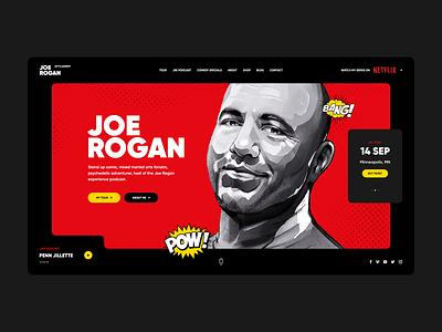 Joe Rogan 💥 app comics fun illustration joerogan landingpage laught netflix onepage podcast poland standup ui usa ux video web webdesign webdesigner website