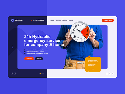 Hydraulic Emergency 🚨💧 agency branding illustration ladingpage onepage plumber poland service theme ui ux web webdesign webdesigner website wordpress