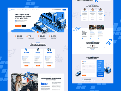 Driving School 🚘 agency car design designer drive flat illustration isometric landingpage onepage poland school uber ui ux web webdesign webdesigner website wordpress