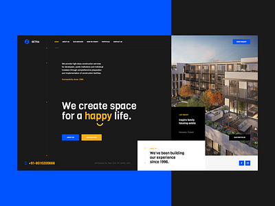 Setra 👷‍♂️ agency architecture construction design hero homepage landingpage minimalism minimalist modern onepage ui ux web webdesign webdesigner website wordpress