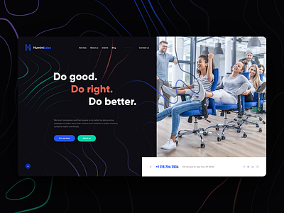 HumintLabs 🧪 abstract agency branding design hero illustration intro lab landingpage minimalist onepage poland theme ui ux web webdesign webdesigner website wordpress