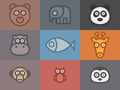 Animals icon set animal border branding design icons set vector zoo