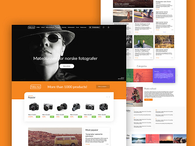 The design of the website for foto.no clean design frontpage orange page photo site ui ux web website