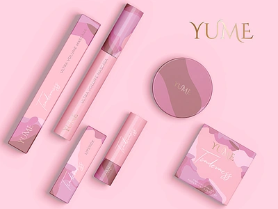 YUME - cosmetics packaging concept adobe illustrator branding cosmetics packaging design illustration lipstick mascara mockup package design packaging pink powder tenderness vector