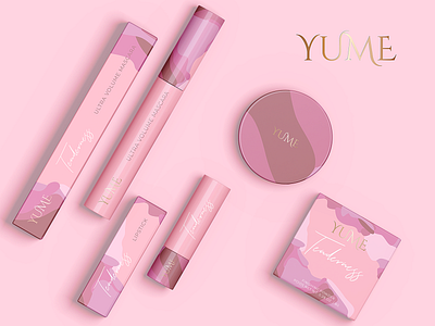 YUME - cosmetics packaging concept adobe illustrator branding cosmetics packaging design illustration lipstick mascara mockup package design packaging pink powder tenderness vector