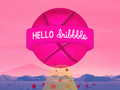 Hello Dribbble! clean color design graphic hellodribbble illustration illustrator pink shot simple sketch texture vector