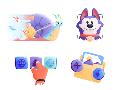 Icons character colors design dog exchange fast flat icon icons id illustration illustrator registration snail submit verification
