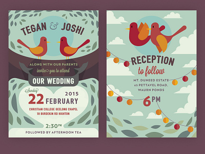 Wedding Invites aus color illustration print wedding
