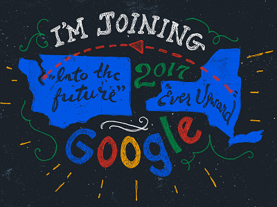 I'm joining Google! cloud google hand lettering illustration lettering map texture