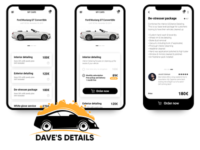 Dave's details - luxury car detail service mobile app mobile app design ux ui