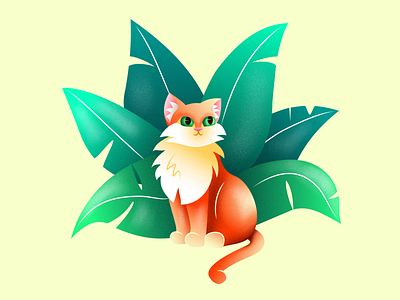Hey, a butterfly! butterfly cat design furr furry grain green illustration leaf leaves lovely meow noise orange smile tail