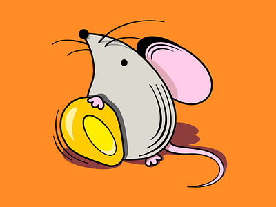 Mouse with a piece of corn affinity colorful corn cute design ears fun illustration minimal mouse nose orange steal tail tiny yellow