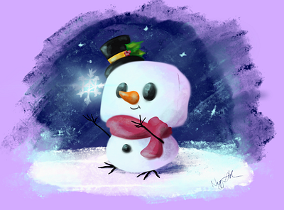 Lil Snowman art illustration procreate snowflake snowman