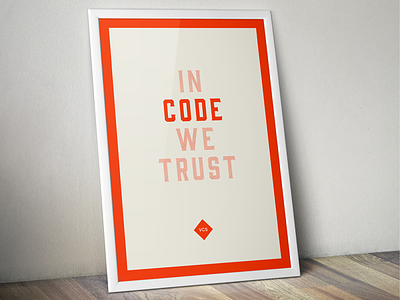 In Code We Trust code design in mockup poster trust we
