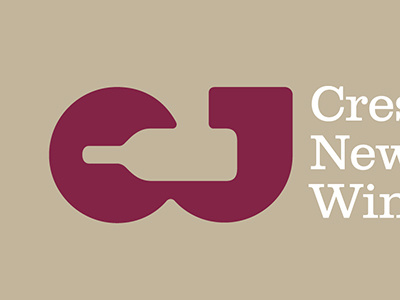 CJ NZ Wine Trust bottle initials monogram negative space wine