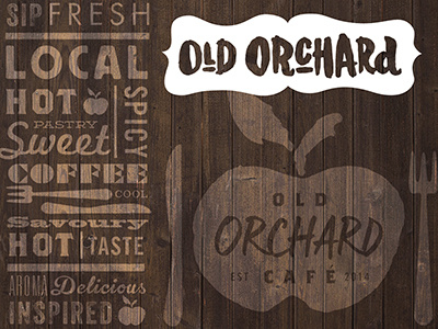 Old Orchard apple hand crafted natural retro timber typography vintage