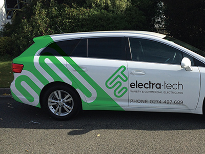 Electra Tech branding electrical electrician logo vehicle mockup