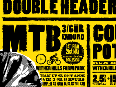 Mountain Bike Double Header distressed type earthy grunge hazard mtb typographic