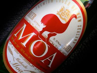 Moa Beer beer bottle label moa