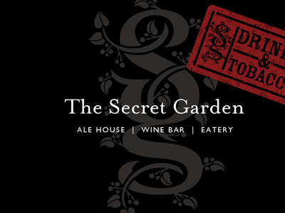 The Secret Garden menu cover ale house bar cafe food garden menu monogram plant restaurant wine