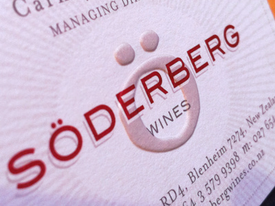 Söderberg Wines Business Card business card embossing winery