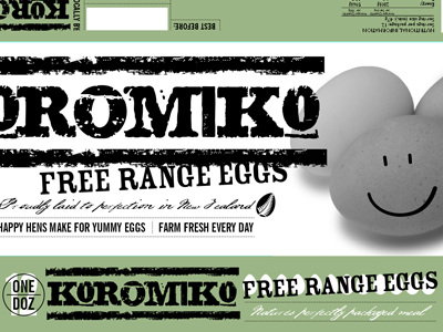 Koromiko Free Range eggs 4 chicken eggs farm food hen script typography