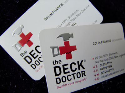 Deck Doctor business card embossing