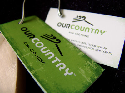 Our Country clothing swing tag