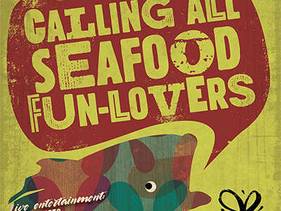 Seafood Fest festival fish illustration market pattern texture typography