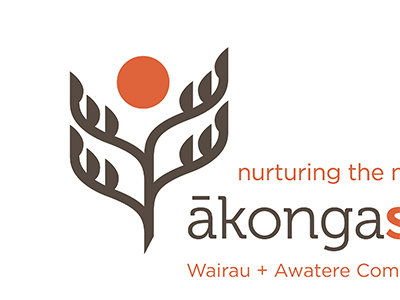 Akonga branding flax logo maori plant sun