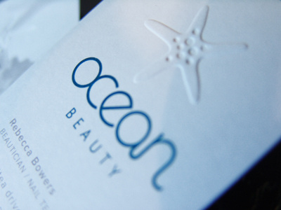 Oceanbeauty beauty therapy business card embossing