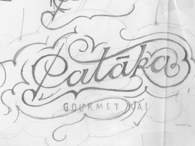 Pataka custom type filagree gourmet hand lettering ornate script