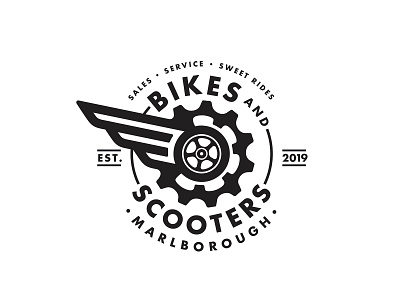 Bikes and Scooters option2 branding enclosure icon logo retro typography vector vintage