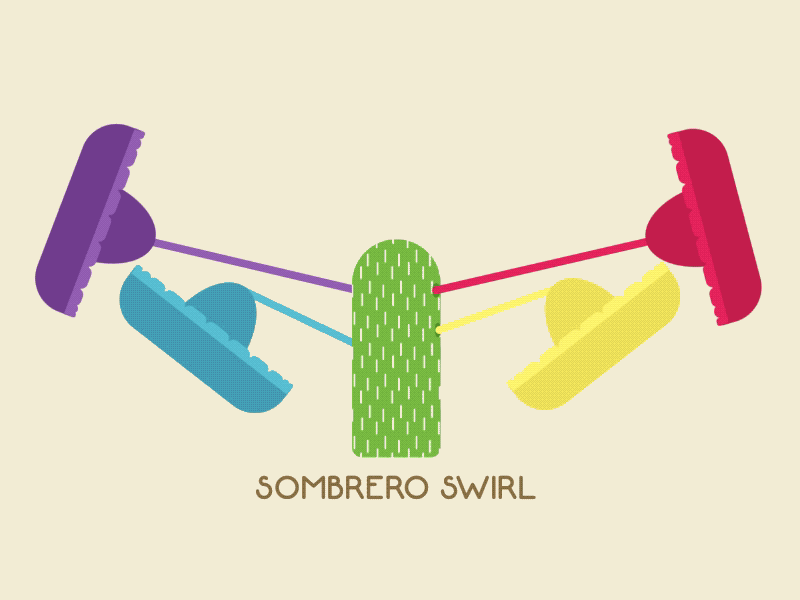 Get really dizzy in the Sombrero Swirl! after effects animation cactus carousel fair funfair illustration loop mexican motion motion graphics sombrero