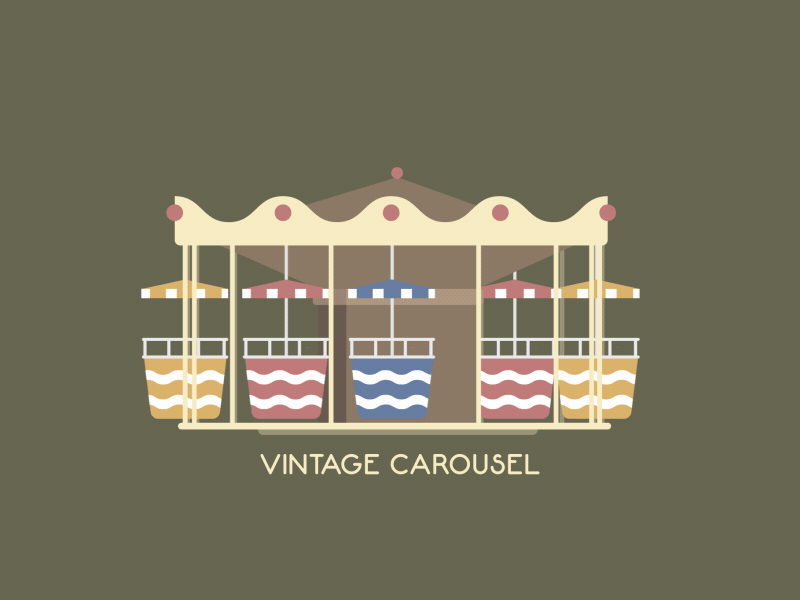 Vintage Carousel 2d 3d animated animation carousel funfair illustration loop motion motion graphics vintage